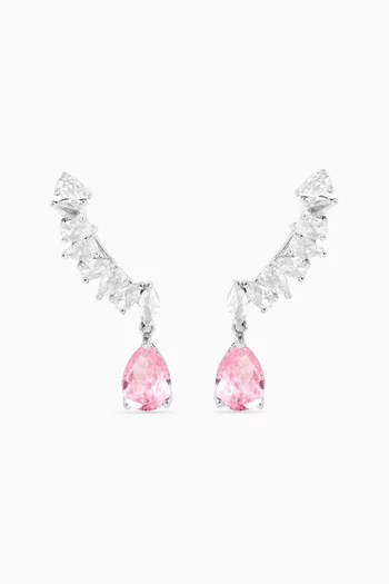 CZ Crawler Earrings in Rhodium-plated Brass