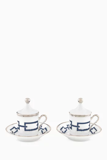 Catene Coffee Cup & Saucer in Porcelain, Set of 2