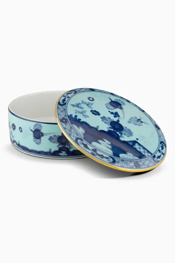 Oriente Italian Large Round Trinket Box in Porcelain