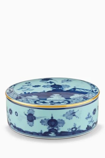 Oriente Italian Large Round Trinket Box in Porcelain