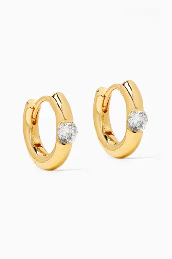 Chubby Crystal Hoop Earrings in Gold-plated Brass