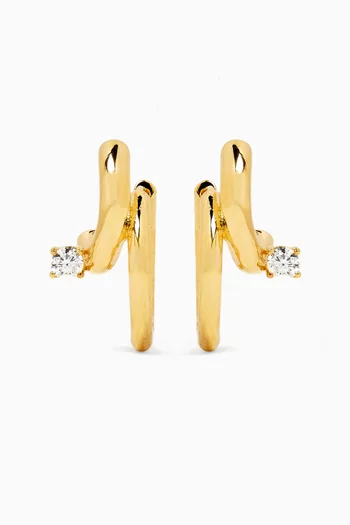 Suspension Huggies in Gold-plated Brass