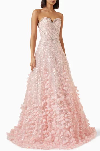 Strapless Embellished Maxi Dress