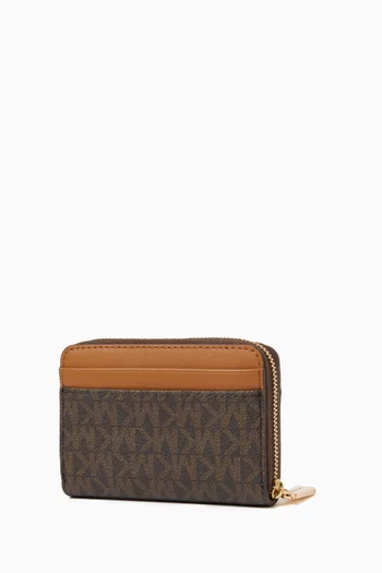 Small Jet Set Coin Card Case in Logo Canvas & Leather