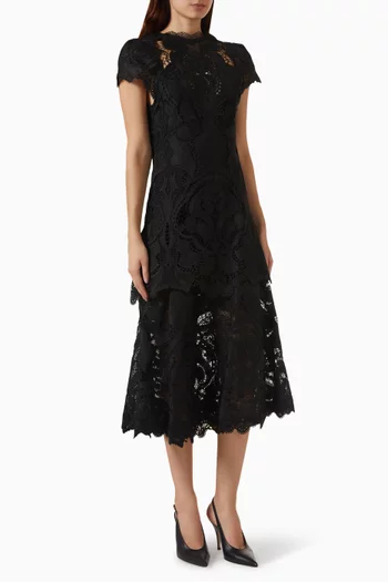 Signature Laura Midi Dress in Lace Guipure