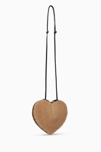 Le Coeur Crossbody Bag in Raffia