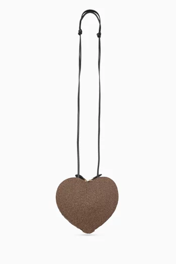 Le Coeur Crossbody Bag in Raffia