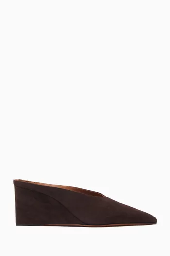 Cube Wedge 75 Mules in Goatskin Suede