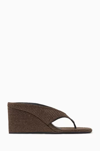 Cube Thong 75 Wedge Mules in Raffia
