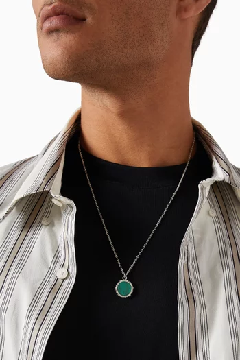 Malachite Flourish Amulet Necklace in Sterling Silver