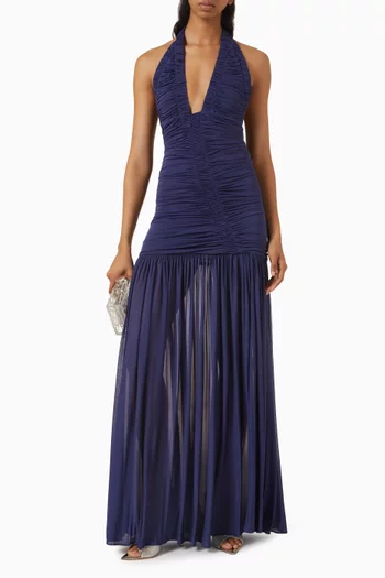 Orion Pleated Gown in Rayon-blend