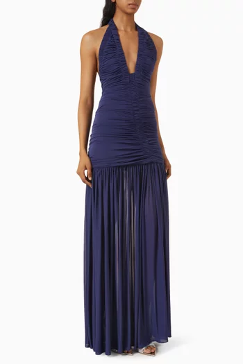 Orion Pleated Gown in Rayon-blend