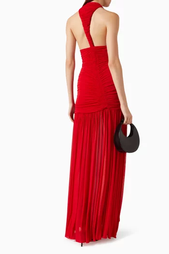 Orion Pleated Gown in Rayon-blend
