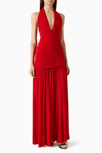 Orion Pleated Gown in Rayon-blend