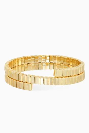 The Flat Mini Cobra Double Wrap Bracelet in Gold-plated Brass