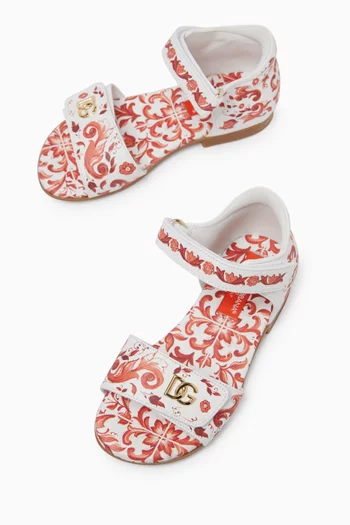 Majolica-print Sandals in Leather