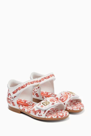 Majolica-print Sandals in Leather