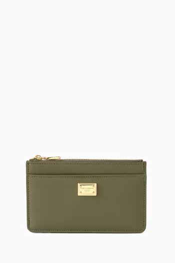 DG Plaque Cardholder in Calfskin Leather