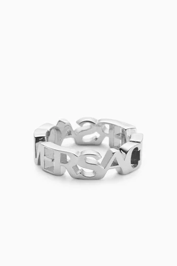 Logo Ring in Silver-tone Brass
