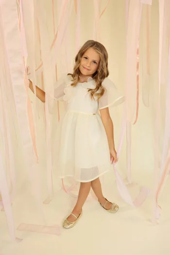 Floral Appliqué Dress in Tulle
