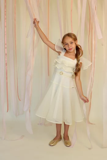 Belted Layered Dress in Tulle