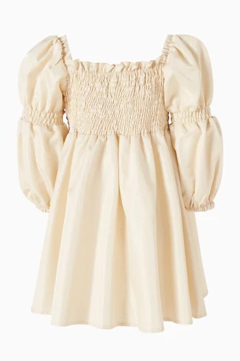 Ruched Puff-sleeves Dress