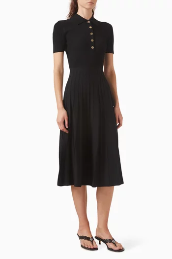 Polo Midi Dress in Ribbed Stretch-knit