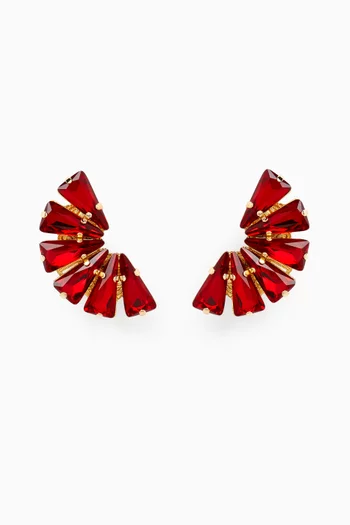 Afrodita Fan Stud Earrings in Gold-plated Brass