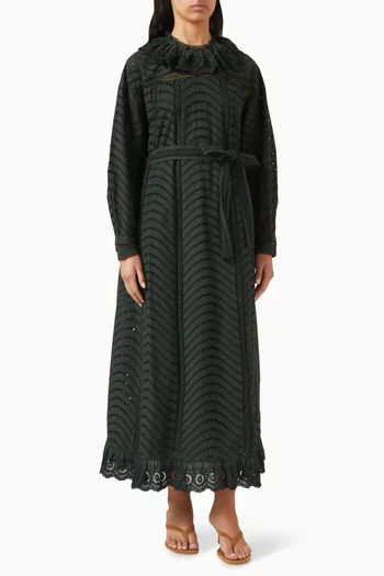 Lyla Belted Midi Dress in Cotton
