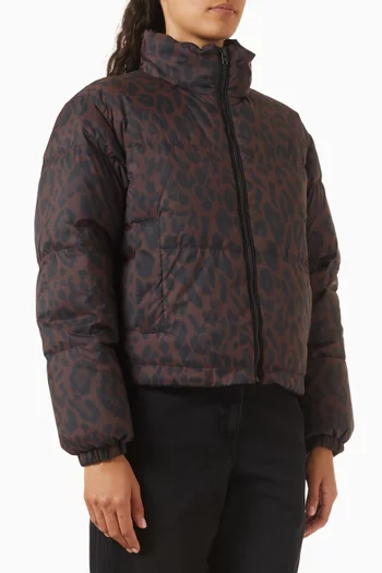 Leopard Print Reversible Puffer Jacket
