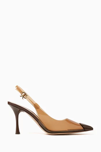 Diana 85 Slingback Pumps in Leather & Plexi