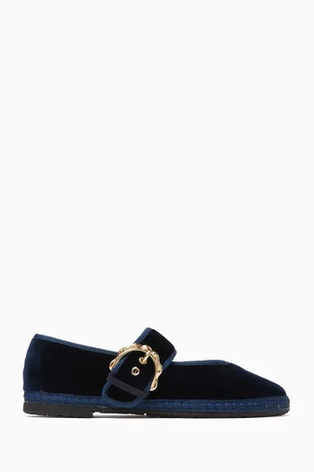 Sophie Buckled Ballet Flats in Velvet