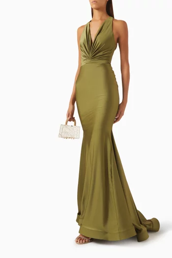 Halterneck Mermaid Gown in Lycra-jersey