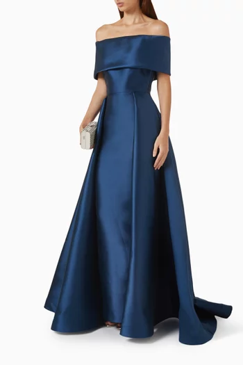 Off-shoulder Gown in Satin