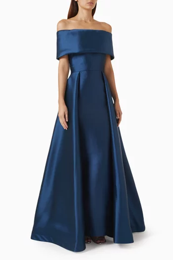 Off-shoulder Gown in Satin