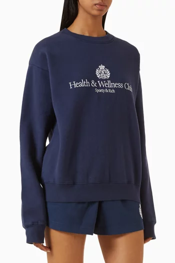 سويت شيرت بتطريز بشعارHealth & Wellness‏ قطن