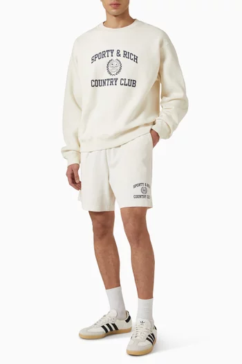 Varsity Crest Gym Shorts in Cotton
