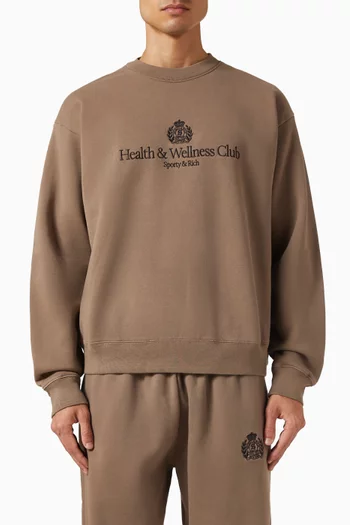 H&W Crest Embroidered Crewneck Sweatshirt in Cotton