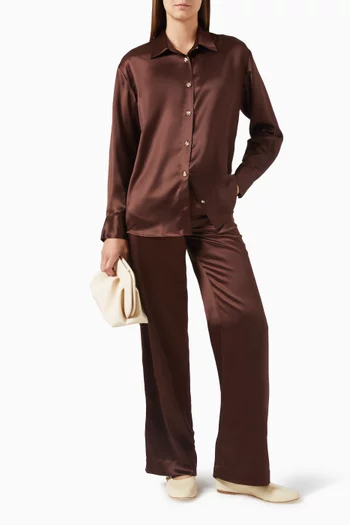 Roisin Shirt & Pants Set in Satin