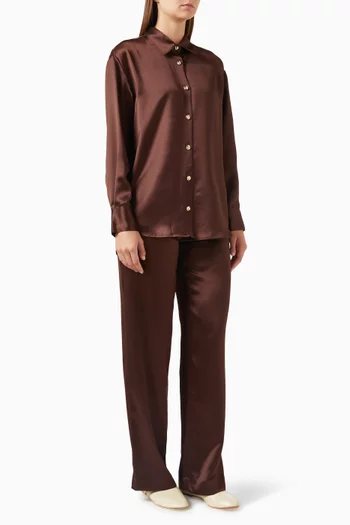 Roisin Shirt & Pants Set in Satin