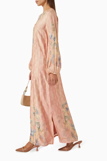 Floral-print Drawstring Kaftan