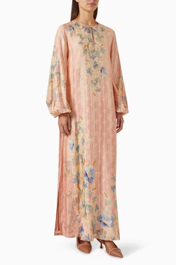 Floral-print Drawstring Kaftan