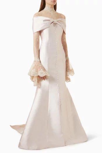 Bow-detail Maxi Dress in Satin