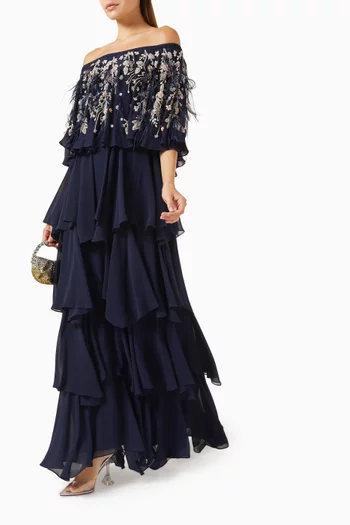 Embellished Tiered Maxi Dress