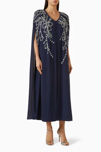 Embellished Cape-style Dress in Chiffon