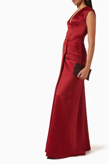 Aira Sash Maxi Dress in Satin
