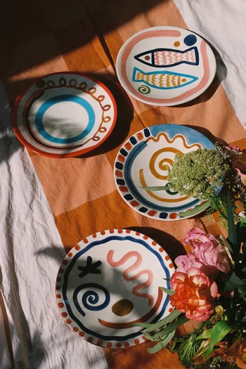 Summer Plates in Ceramic, Set of 4