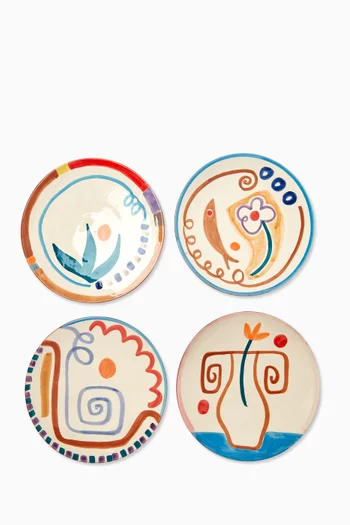 Summer Plates in Ceramic, Set of 4
