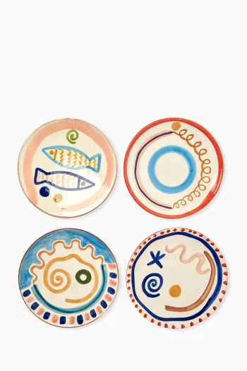 Summer Plates in Ceramic, Set of 4