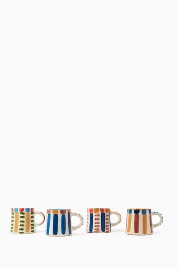 Striped Mugs in Ceramic, Set of 4